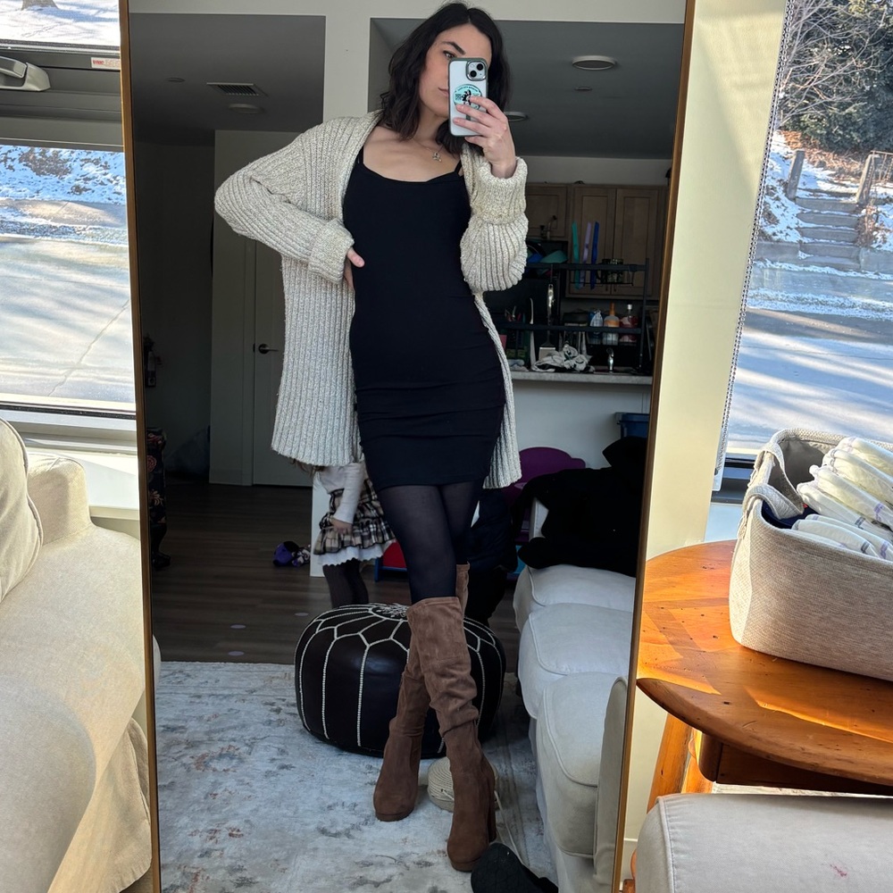 Shape wear Black ribbed  Slip Dress